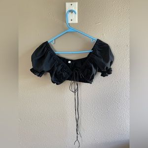 Black size small Shein tie together poplin sleeved top